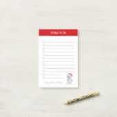 Niedliche Weihnachtsschneemännchen tun Nachmitteil Post-it Klebezettel (Auf Schreibtisch)