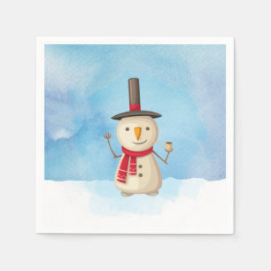 Niedliche Weihnachtsschneemännchen und Lächeln Serviette