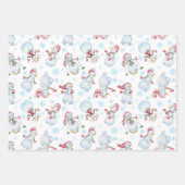 Niedliche Weihnachtsschneemänner, Elf, Papiertüche Geschenkpapier Set (Vorderseite)