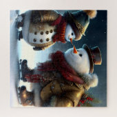 Niedliche Weihnachtsschneemänner Puzzle (Horizontal)