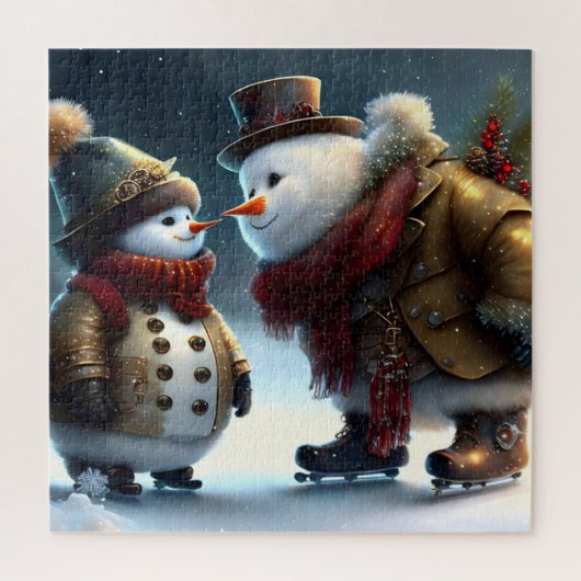 Niedliche Weihnachtsschneemänner Puzzle (Vertikal)