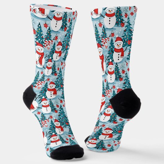 Niedliche Weihnachtsschneemänner Socken (Gewinkelt)
