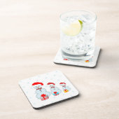 Niedliche Weihnachtsschneemänner und Schneeflocken Getränkeuntersetzer (Rechte Seite)