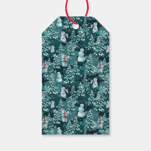 Niedliche Weihnachtsschneemänner, Weihnachtsbaumen Geschenkanhänger (Vorderseite)