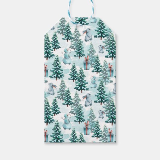 Niedliche Weihnachtsschneemänner, Weihnachtsbaumen Geschenkanhänger (Vorderseite)