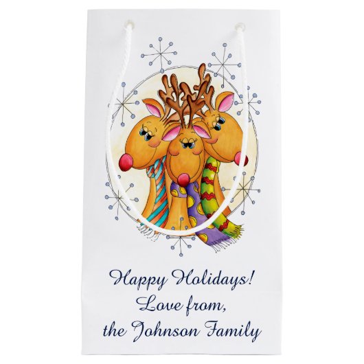 Niedliche Weihnachtsschreie Tragen von Sternen Kleine Geschenktüte (Vorderseite)