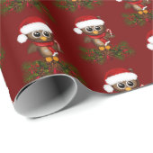 Niedliche Weihnachtsschüssel auf Kiefernholzpapier Geschenkpapier (Rolleneckpunkt)