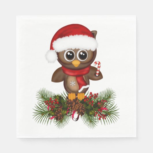 Niedliche Weihnachtsschüssel auf Kiefernzweig Napk Serviette (Vorderseite)