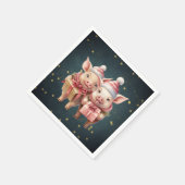 Niedliche Weihnachtsschweine Serviette (Ecke)