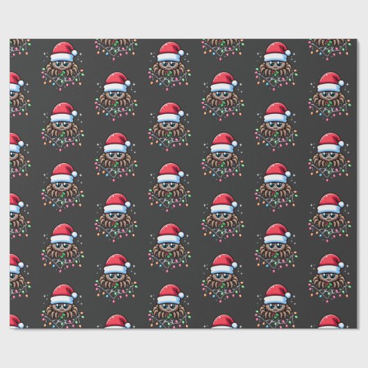 Niedliche Weihnachtsspinne in der Weihnachtsmannmü Geschenkpapier (Flach)