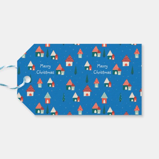 Niedliche Weihnachtsstadt Geschenkanhänger (Rückseite Horizontal)