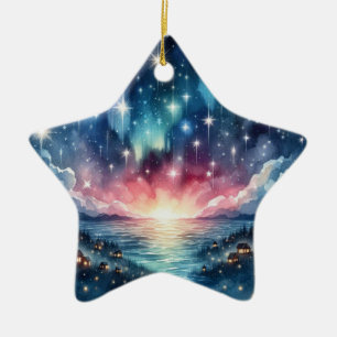 Niedliche Weihnachtssternförmige Ornament, Sternen Keramik Ornament