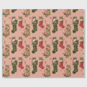 Niedliche WeihnachtsStrümpfe mit Kittens Geschenkpapier (Flach)