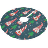 Niedliche Weihnachtsstürme mit Pine Tree und Snowf Polyester Weihnachtsbaumdecke (Schrägansicht)