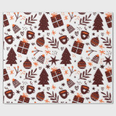 Niedliche Weihnachtssymbole auf Weiß Geschenkpapier (Flach)