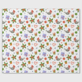 Niedliche Weihnachtssymbole Geschenkpapier (Flach)