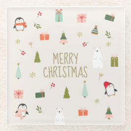 Niedliche Weihnachtssymbole Glasuntersetzer