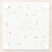 Niedliche Weihnachtssymbole Glasuntersetzer (Rückseite)