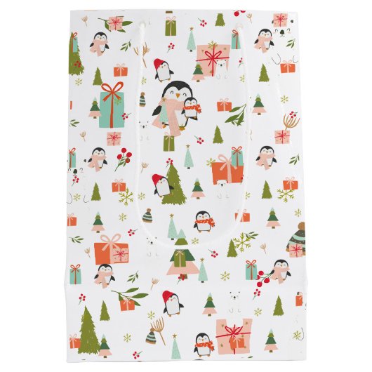 Niedliche Weihnachtssymbole Mittlere Geschenktüte (Rückseite)