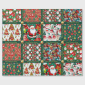 Niedliche Weihnachtsszenen mit Text Geschenkpapier (Flach)