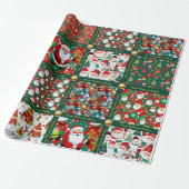 Niedliche Weihnachtsszenen mit Text Geschenkpapier (Ungerollt)