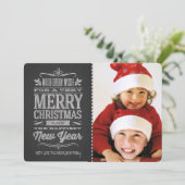 Niedliche Weihnachtstafel-Foto-Schablonen-Karte Feiertagskarte (Stehend Vorderseite)