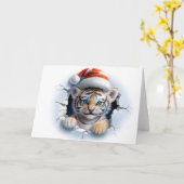 Niedliche Weihnachtstiere 3D Tiger Gruß Karte (Gelbe Blume)