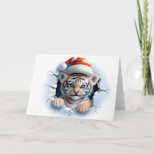 Niedliche Weihnachtstiere 3D Tiger Gruß Karte (Vorderseite)