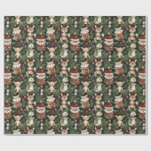 Niedliche Weihnachtstiere Geschenkpapier (Flach)