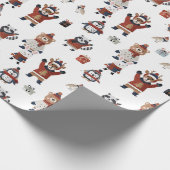 Niedliche Weihnachtstiere in Sweaters Pattern Wrap Geschenkpapier (Ecke)