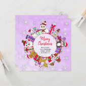 Niedliche Weihnachtstiere Karte (Vorderseite/Rückseite Beispiel)