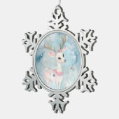 Niedliche Weihnachtstiere Rentier Schneeflocken Zinn-Ornament (Rechts)