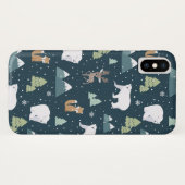 Niedliche Weihnachtstiere Rustikales Muster Case-Mate iPhone Hülle (Rückseite (Horizontal))