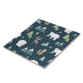 Niedliche Weihnachtstiere Rustikales Muster Fliese (Seite)