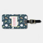 Niedliche Weihnachtstiere Rustikales Muster Gepäckanhänger (Vorderseite horizontal)