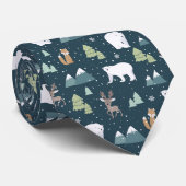 Niedliche Weihnachtstiere Rustikales Muster Krawatte (Gerollt)