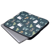 Niedliche Weihnachtstiere Rustikales Muster Laptopschutzhülle (Vorne Knopf)