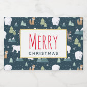 Niedliche Weihnachtstiere Rustikales Muster Lebensmitteletikett (Einzelnes Label)