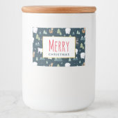 Niedliche Weihnachtstiere Rustikales Muster Lebensmitteletikett (Vorderseite)