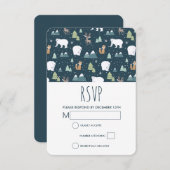 Niedliche Weihnachtstiere Rustikales Muster RSVP Karte (Vorne/Hinten)