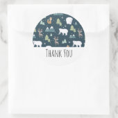 Niedliche Weihnachtstiere Rustikales Muster Runder Aufkleber (Tasche)