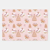 Niedliche Weihnachtstiere Umhüllungsblatt Set von  Geschenkpapier Set (Vorderseite)