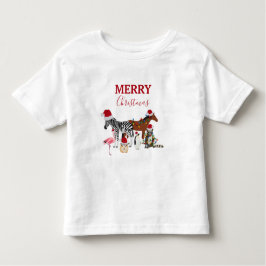 Niedliche Weihnachtstiere Weihnachtsmannmützen Lig Kleinkind T-shirt