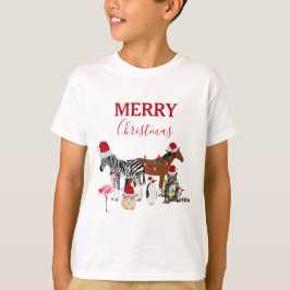 Niedliche Weihnachtstiere Weihnachtsmannmützen Lig T-Shirt