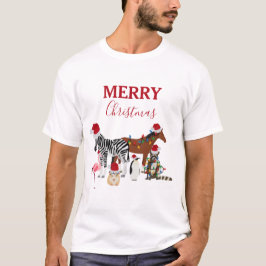Niedliche Weihnachtstiere Weihnachtsmannmützen Lig T-Shirt