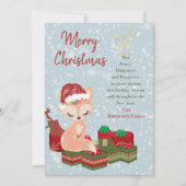 Niedliche Weihnachtstierfutter & Red Weihnachtsman Feiertagskarte (Vorderseite)