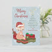 Niedliche Weihnachtstierfutter & Red Weihnachtsman Feiertagskarte (Stehend Vorderseite)