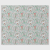 Niedliche Weihnachtstierkränze Grau Geschenkpapier (Flach)