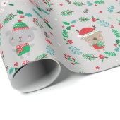 Niedliche Weihnachtstierkränze Grau Geschenkpapier (Rolleneckpunkt)