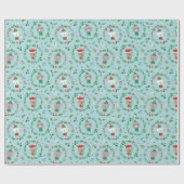 Niedliche Weihnachtstierreste blau Geschenkpapier (Flach)